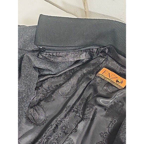 Enzo Tovare PeaCoat Mens Kamran Zippered Peacoat Gray Wool Blend Italy XXL - Picture 8 of 10